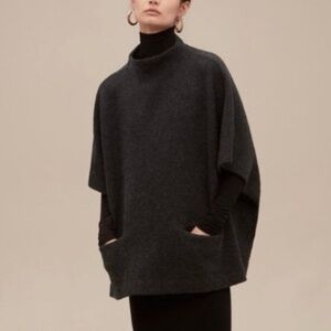 Aritzia Wilfred Merino Wool Poncho‎ Grey Shrug Sweater Neutral Small / Medium